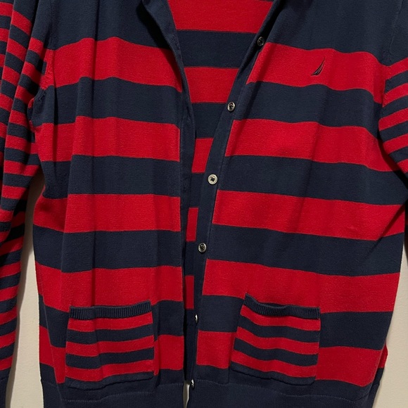 Blue/Red Striped Cardigan - Picture 3 of 6